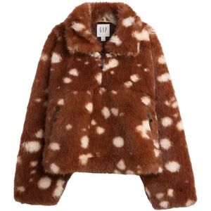 Gap x Sandy Liang Women's Bambi Spotted Vegan Fur Half-Zip Pullover